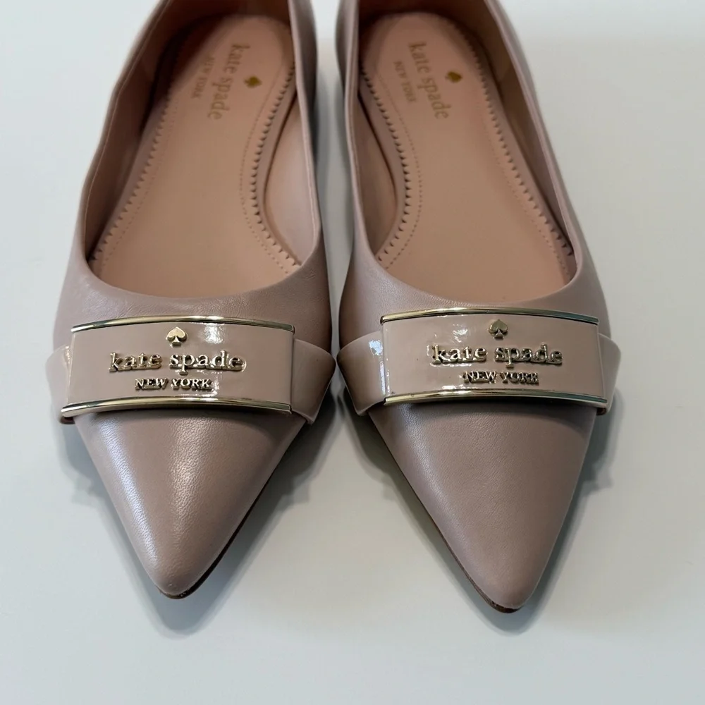 Kate Spade Deneuve Blush Pink Leather Pointed Toe Ballet Flats Slip On Size 8B